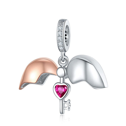 925 Sterling Silver Openable Heart Key Charm For Diy Bracelets Charms & Pendants