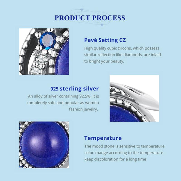 925 Sterling Silver Blue Moon Bead Bracelet Temperature Sensitive Charms & Pendants