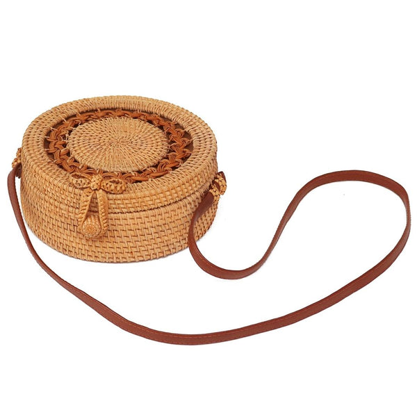 Handmade Sunflower Rattan Bag Vintage Art Beach Diagonal 20X20x8cm Women's Bags & Handbags