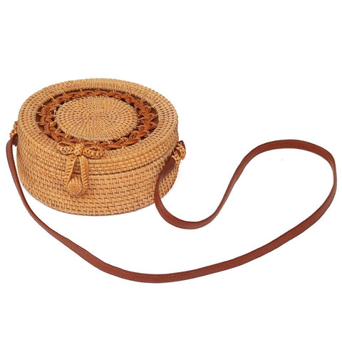 Handmade Sunflower Rattan Bag Vintage Art Beach Diagonal 20X20x8cm Women's Bags & Handbags