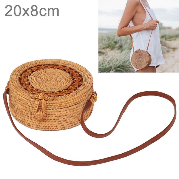 Handmade Sunflower Rattan Bag Vintage Art Beach Diagonal 20X20x8cm Women's Bags & Handbags
