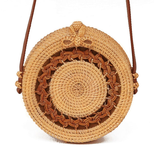 Handmade Sunflower Rattan Bag Vintage Art Beach Diagonal 20X20x8cm Women's Bags & Handbags