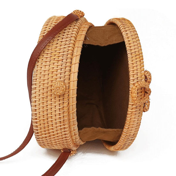 Handmade Sunflower Rattan Bag Vintage Art Beach Diagonal 20X20x8cm Women's Bags & Handbags