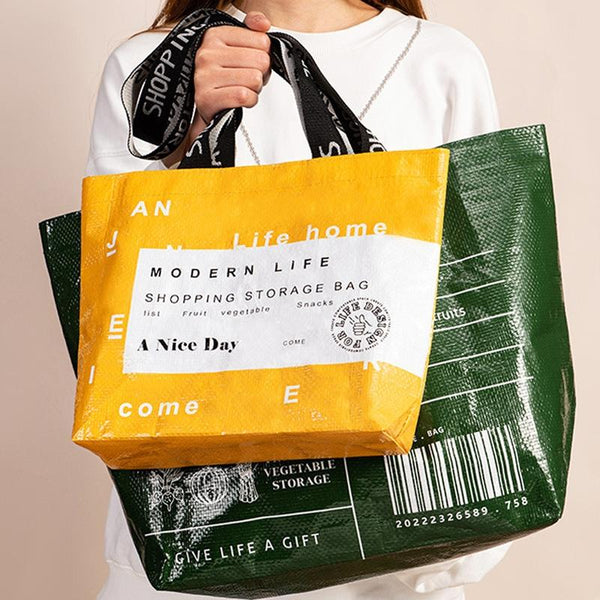 Eco Friendly Large Capacity Folding Shopping Bag Beige Small White Reusable Shopping Bags