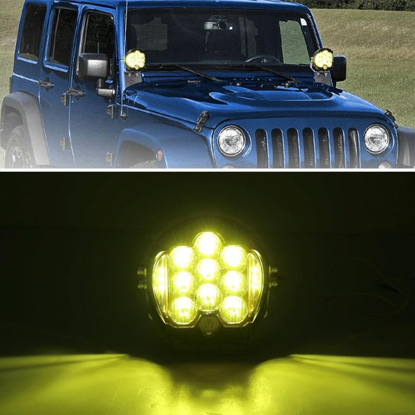 5 Inch Dc12v 30V 5000Lm 6500K 50W Car Led Light On Three Sides Headlight For Jeep Wrangler Gold Led Car Lights