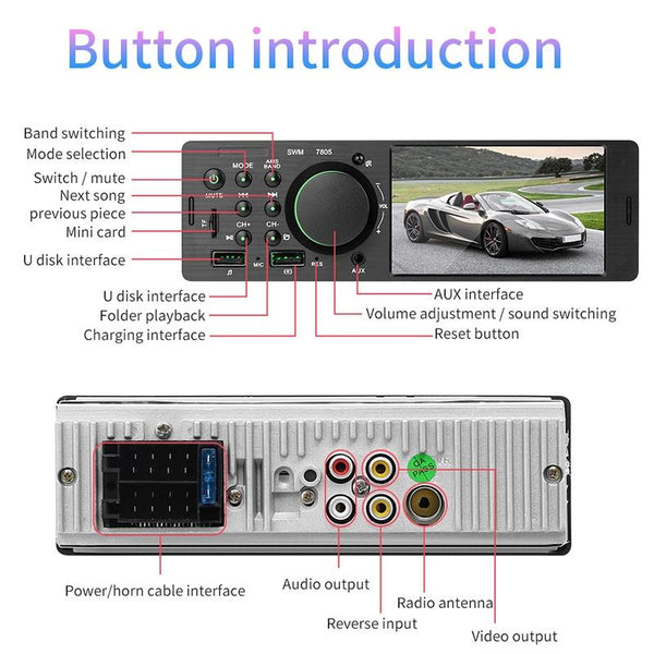 4.1 Inch Car Mp5 Player W / Fm Bluetooth Tf & Remote Other Car Audio
