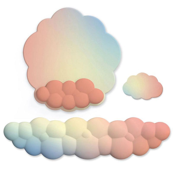 1 Sets Of 3 Piece Cloudy Gradient Memory Foam Wrist & Mouse Pad Blue+Gray Model 10 Placeholder