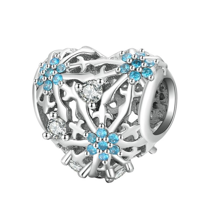 925 Sterling Silver Diy Winter Snowflake Bracelet Bead Set Charms & Pendants
