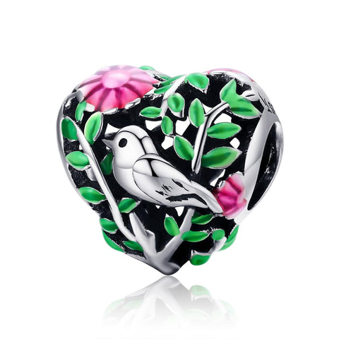 925 Sterling Silver Bird Charm Bead For Bracelets & Necklaces Charms & Pendants