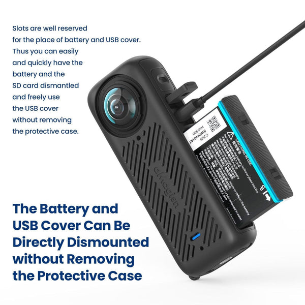 Amagisn Silicone Protective Cover For Insta360 X4_Black Camera Cases Bags & Covers