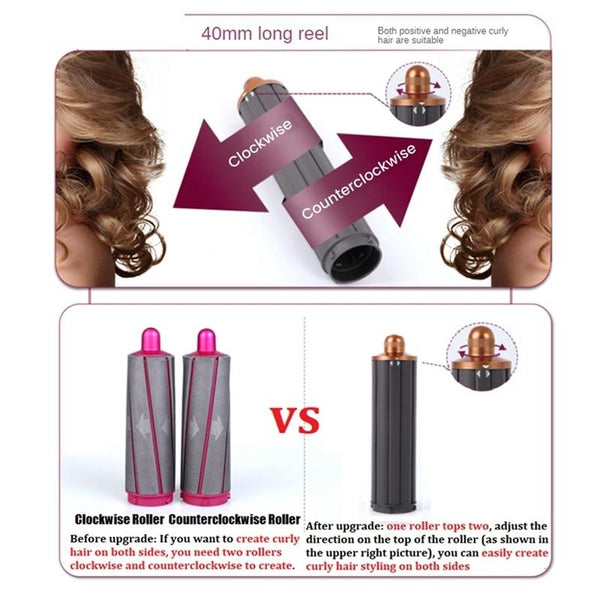 Upgraded Long Curling Barrels For Dyson Airwrap Hair Dryer With Nozzle And Adapter In Rose Red Hair Dryers