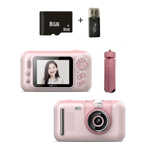 Kids' 2.4 Hd Reversible Camera With 8Gb Memory Card & Reader Pink Digital Cameras