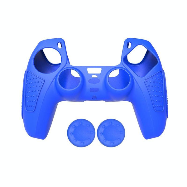 Black Silicone Protective Case For Ps5 Gamepad Anti Skid Cover Blue + 2 Hats Bags Skins & Travel Cases