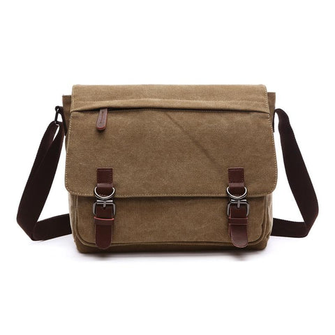 Khaki Canvas Business Messenger Bag Medium Size Women's Bags & Handbags
