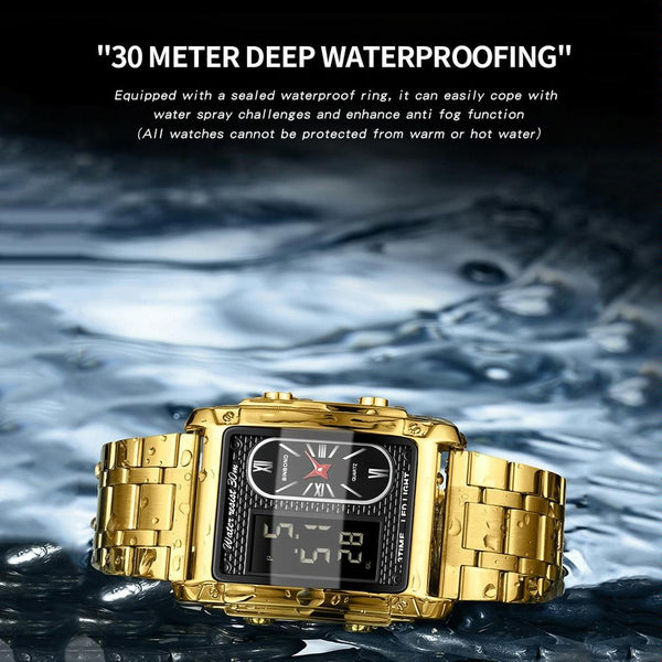 Waterproof Men Led Quartz Watch Multifunctional Luminous White Steel Blue Watches