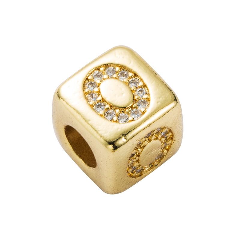 Brass Micro Inlaid Couple Red String Diy Bracelet English Letter Beads Style O Charms & Pendants