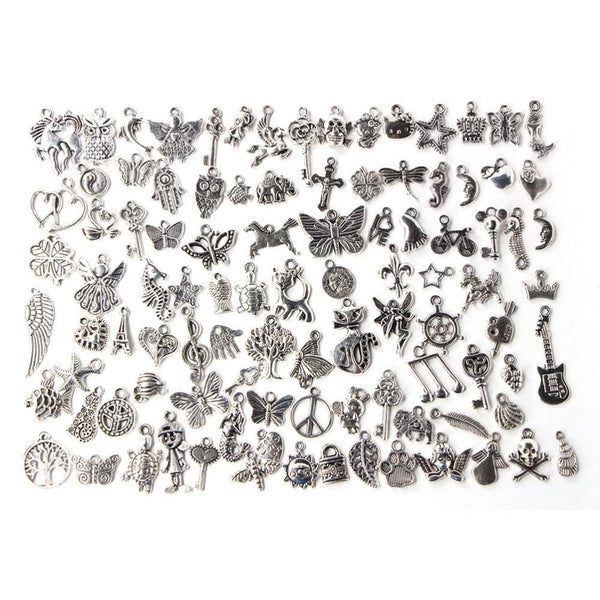 100Pcs Mixed Antique European Bracelet Charms Diy Fashion Jewelry Bracelets
