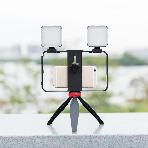 Vlogging Live Broadcast Led Selfie Light Video Rig With Smartphone Handle And Tripod Selfie Lights