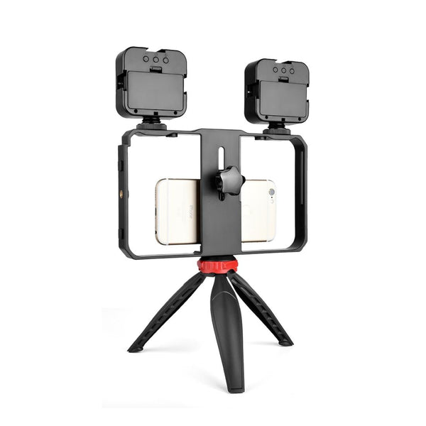 Vlogging Live Broadcast Led Selfie Light Video Rig With Smartphone Handle And Tripod Selfie Lights