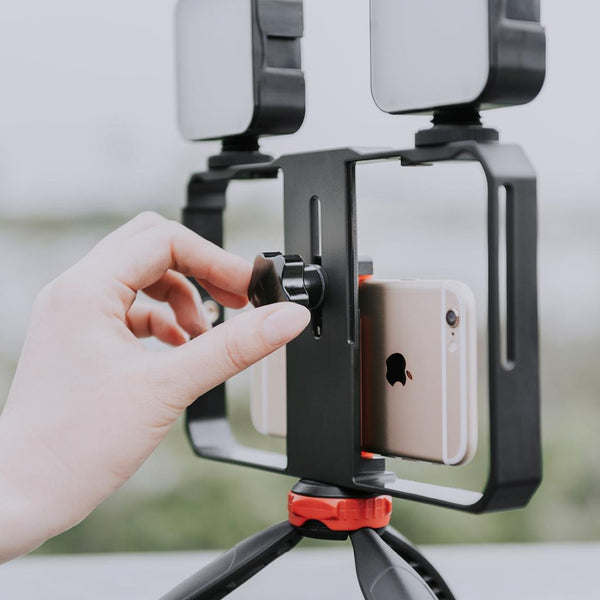 Vlogging Live Broadcast Led Selfie Light Video Rig With Smartphone Handle And Tripod Selfie Lights