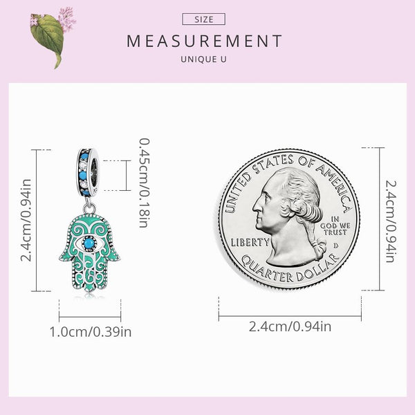 925 Sterling Silver Hand Of Fatima Pendant For Diy Bracelets & Necklaces Charms & Pendants