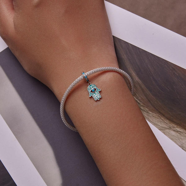 925 Sterling Silver Hand Of Fatima Pendant For Diy Bracelets & Necklaces Charms & Pendants