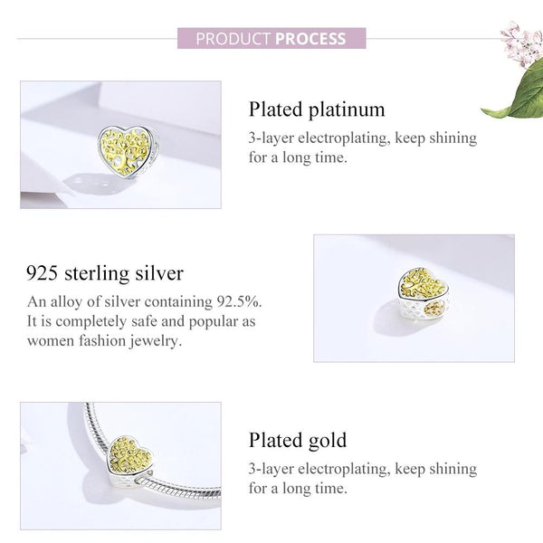 925 Sterling Silver Diy Bracelet Accessories Heart Beads Charms & Pendants