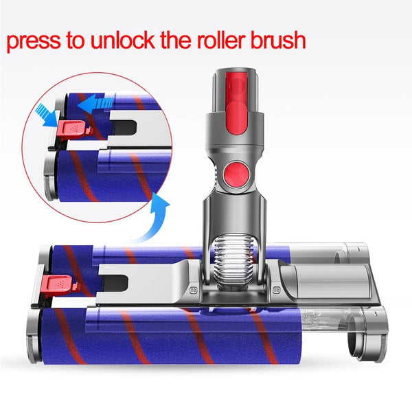 Double Roller Soft Velvet Floor Brush With Led For Dyson Vacs Vacuum Cleaner Parts