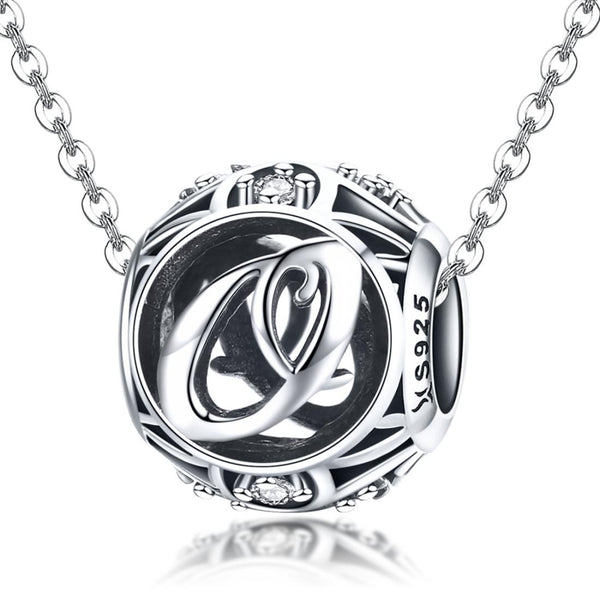 925 Sterling Silver 26 English Letter Beads For Diy Bracelets & Necklaces Style O Craft Beads