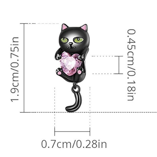 925 Sterling Silver Diy Black Cat Bracelet Bead Charms & Pendants