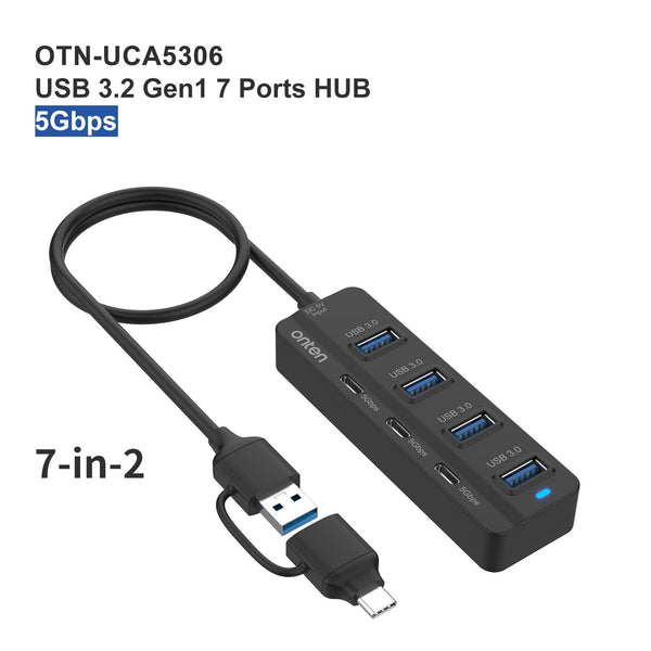 7 Port Usb3.0 + Type C Docking Station With Otg Usb Cables Hubs & Adapters