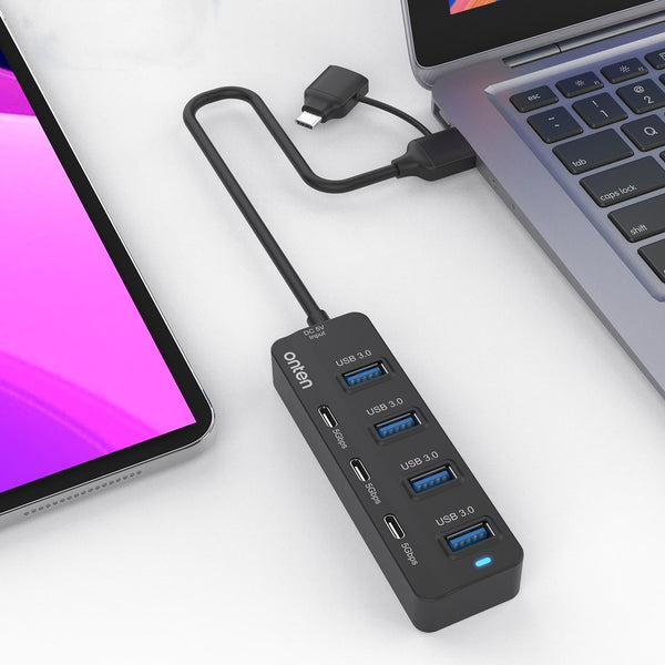 7 Port Usb3.0 + Type C Docking Station With Otg Usb Cables Hubs & Adapters