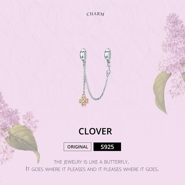 925 Sterling Silver Platinum Plated Clover Safety Chain For Diy Bracelets Charms & Pendants