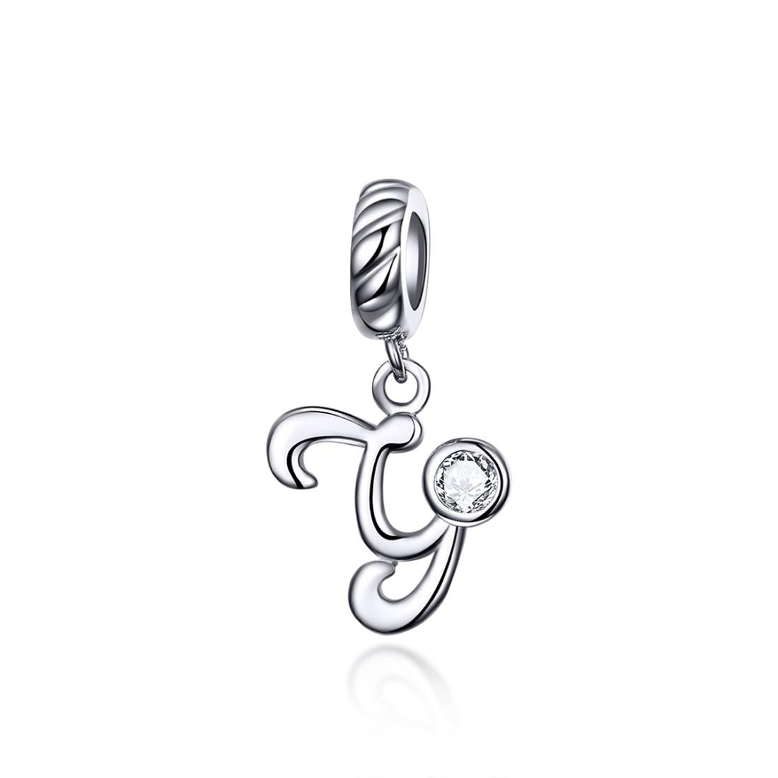 925 Sterling Silver Personalized Letter Pendant For Diy Bracelets And Necklaces Style Y Charms & Pendants