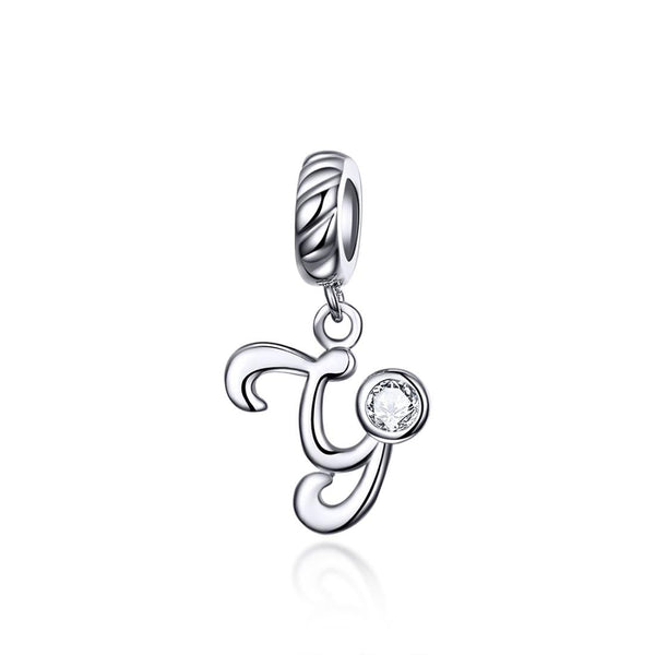 925 Sterling Silver Personalized Letter Pendant For Diy Bracelets And Necklaces Style Y Charms & Pendants