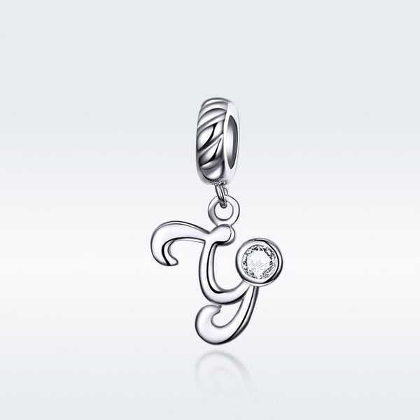 925 Sterling Silver Personalized Letter Pendant For Diy Bracelets And Necklaces Style Y Charms & Pendants