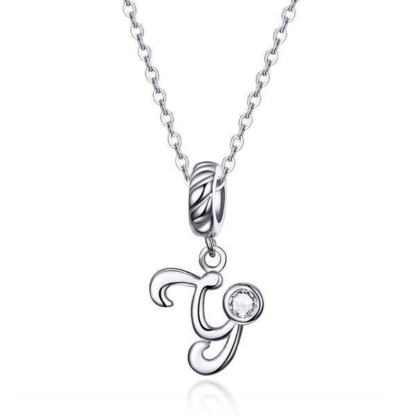 925 Sterling Silver Personalized Letter Pendant For Diy Bracelets And Necklaces Style Y Charms & Pendants