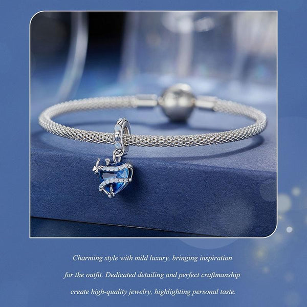 925 Sterling Silver Blue Magic Heart Necklace Pendant Charms & Pendants