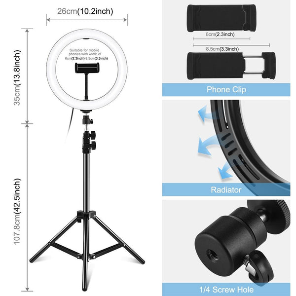 10.2 Led Ring Light With 1.1M Tripod For Vlogging And Live Streaming Tripods & Monopods