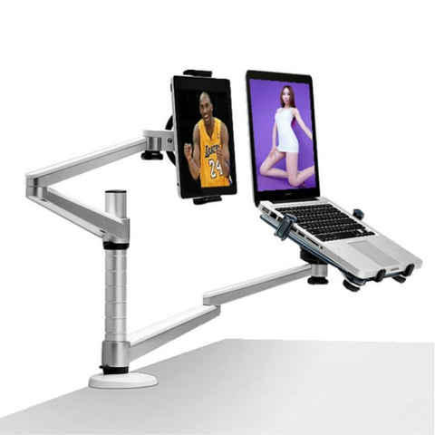 Aluminum Double Arm Tablet Stand Universal Rotation Mounts Stands & Holders