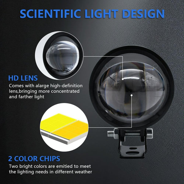3 Inch Mini Fisheye Yellow And White Two Colour Spotlight Led Car Lights