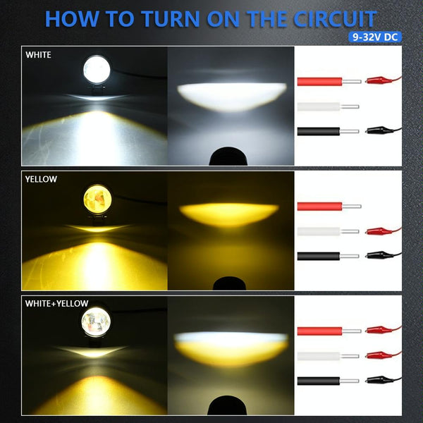 3 Inch Mini Fisheye Yellow And White Two Colour Spotlight Led Car Lights