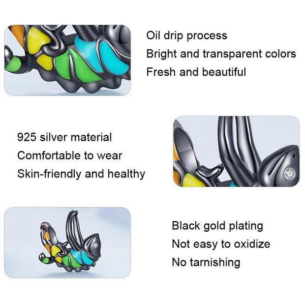 925 Sterling Silver Chameleon Beads For Diy Bracelets Charms & Pendants