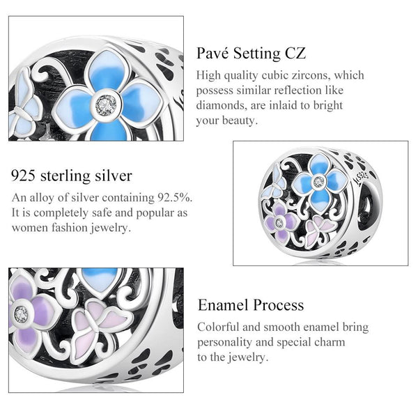 925 Sterling Silver Flower Butterfly Beads For Diy Bracelets & Necklaces Charms & Pendants