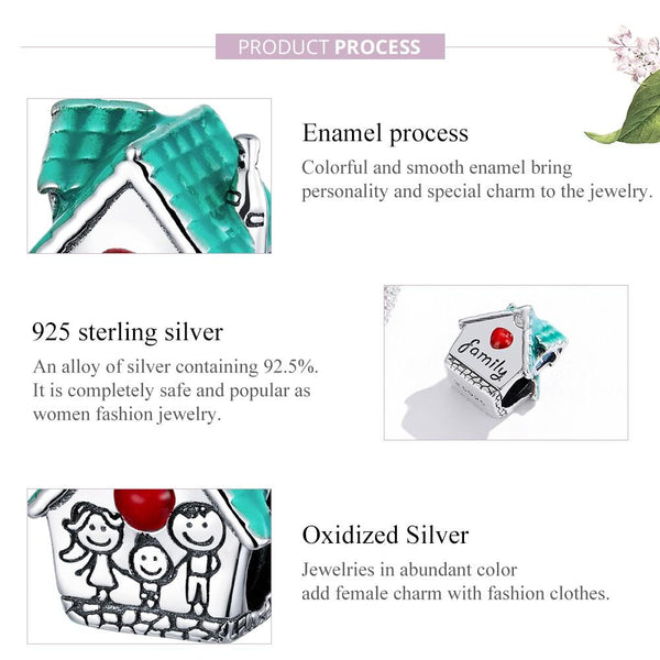 925 Sterling Silver Small House Beads For Diy Bracelets & Necklaces Charms & Pendants