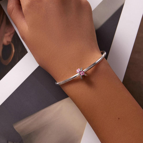 925 Sterling Silver Flower Bead Bracelet & Necklace Set Charms & Pendants