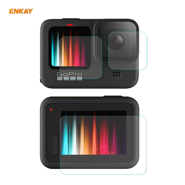 Enkay Hat Prince 3 In 1 Tempered Glass Film For Gopro Hero9 Camera Lens And Screen 0.2Mm 9H 2.15D Camera Screen Protectors