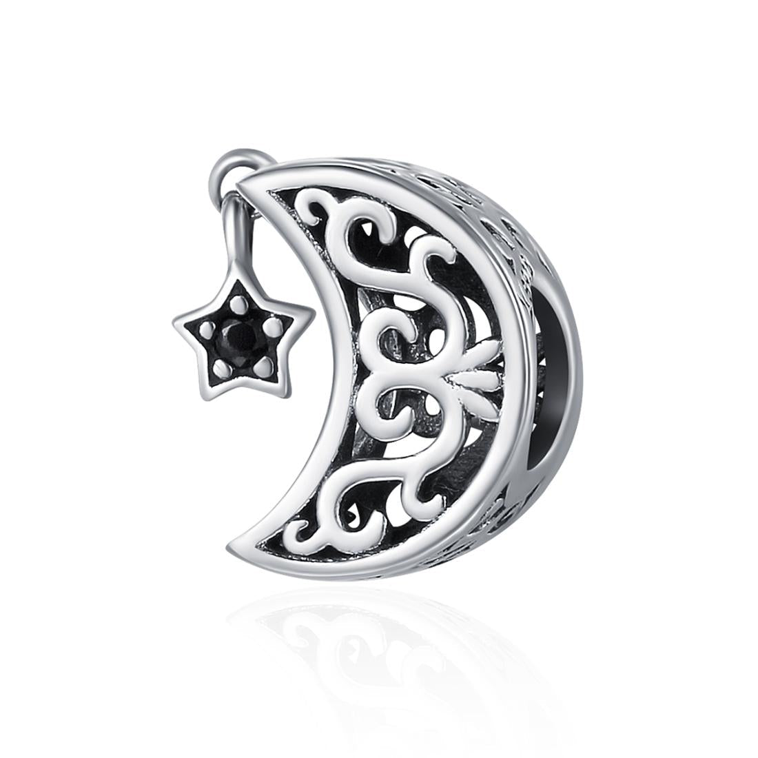 925 Sterling Silver Diy Star & Moon Bead Charms & Pendants
