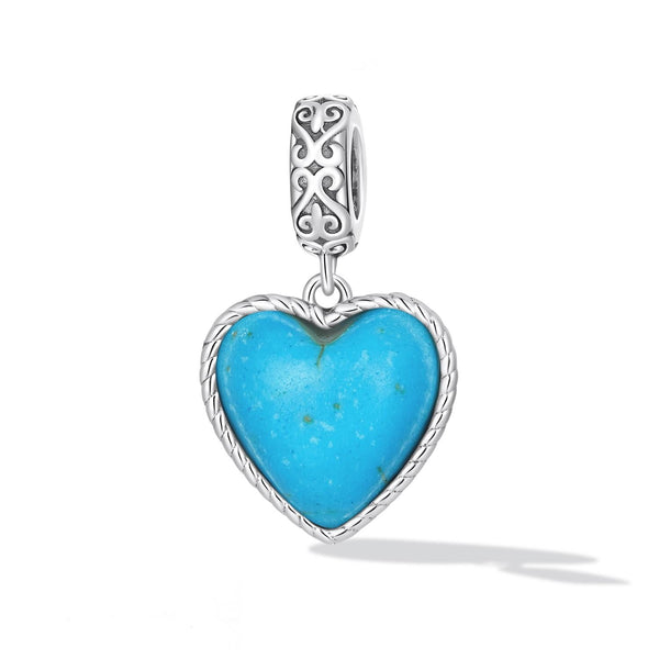 925 Sterling Silver Turquoise Heart Pendant For Diy Bracelets & Necklaces Charms & Pendants