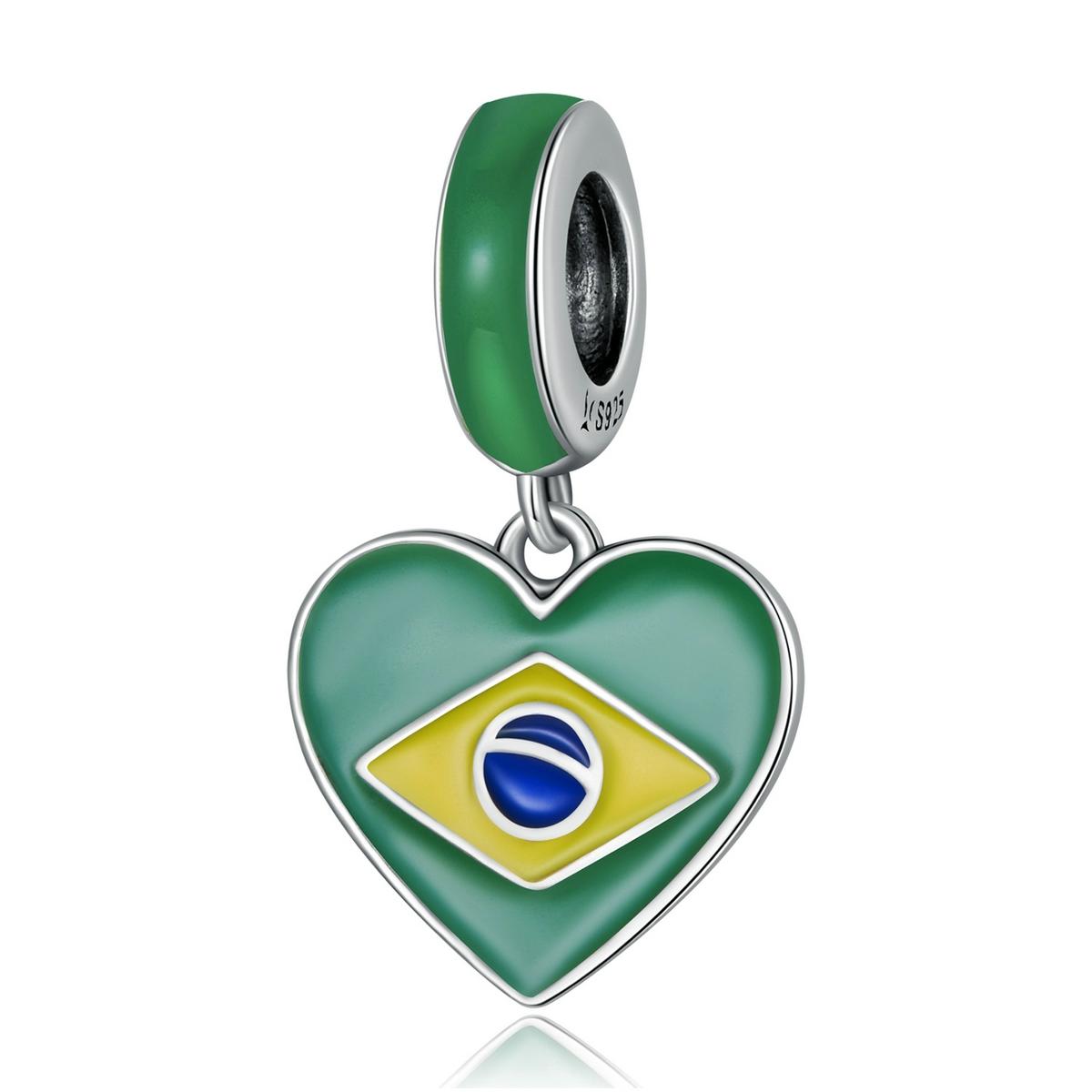 925 Sterling Silver Brazilian Flag Pendant Bracelet / Necklace Accessory Charms & Pendants